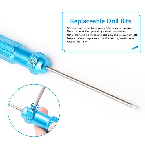 4Pcs RC Screw Driver Kit, 1.5/2.0/2.5/3.0mm Nut Screwdrivers with Small Cross Wrenches Sleeve, Hex Driver Repair Tool Set for RC Car Helicopter Models