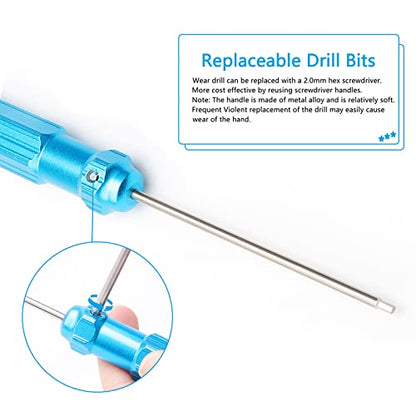 4Pcs RC Screw Driver Kit, 1.5/2.0/2.5/3.0mm Nut Screwdrivers with Small Cross Wrenches Sleeve, Hex Driver Repair Tool Set for RC Car Helicopter Models