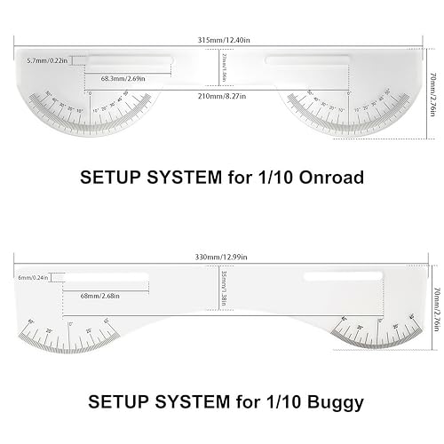 Multi-Functional 1/10 RC Car Setup System with Two Gauges, Aluminum Camber Toe Slip Angle Gauge, Suspension & Steering Adjustment Tool, Alignment Tuning Tool for 1/10 RC Buggy and On Road Cars
