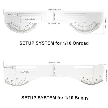 Multi-Functional 1/10 RC Car Setup System with Two Gauges, Aluminum Camber Toe Slip Angle Gauge, Suspension & Steering Adjustment Tool, Alignment Tuning Tool for 1/10 RC Buggy and On Road Cars