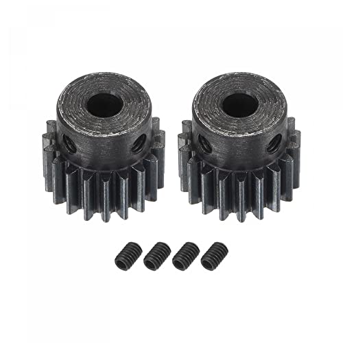 uxcell 1Mod 19T Pinion Gear 5mm Bore Hardened Steel Motor Rack Spur Gear with Step for RC Car Truck Buggy Gear Drive, 2 Set