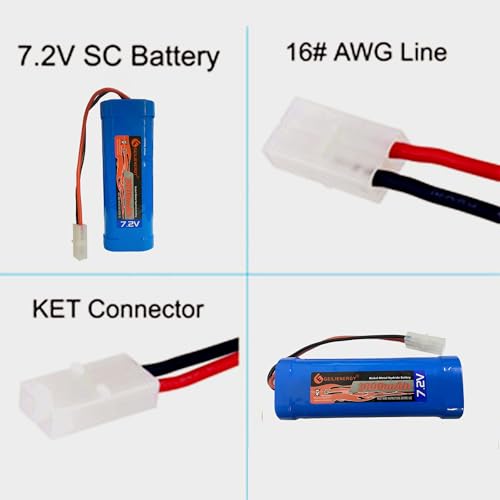 (2 Pack) 7.2V 3800mAh RC NiMH Battery for RC Cars, 6-Cell NiMH Flat Rechargeable Battery Pack w/Standard Tamiya Connector + (1 PCS) 7.2V Smart Charger - size: 2 PACK 7.2V 3800mAh battery +1PACK charger