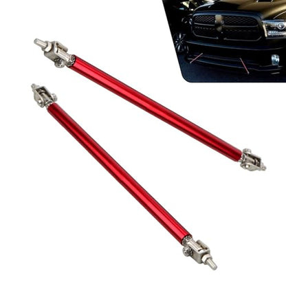 2 PCS Front Bumper Lip Strut Rod, Adjustable 7.87"-10.83" Stainless Steel Bumper Lip Splitter Diffuser Strut Rod, Automotive Reinforcement Tie Bar, Universal for Most Cars (Red) - color: Red