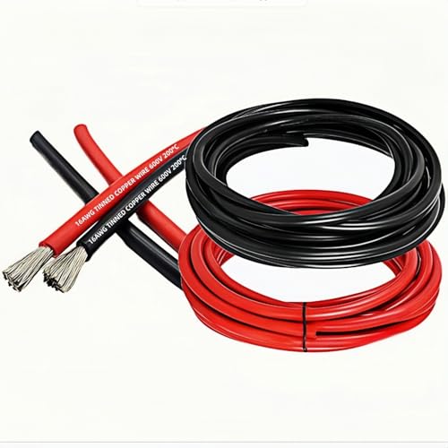 16 AWG Gauge Silicone Wire Electrical Cable（5ft red &5ft Black） Soft & Flexible 0.08 mm Tinned Copper core High Temperature Resistant Silicone Wire for Arduino Projects, RC Cars, Boat, Drones - size: 5ft Red+5ft Black ﻿, style: 16 AWG