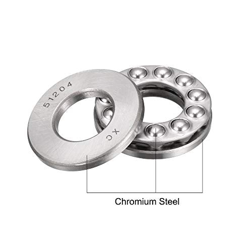 uxcell 51204 Miniature Thrust Ball Bearing 20mm x 40mm x 14mm Chrome Steel with Washer 2pcs - size: 20mmx40mmx14mm
