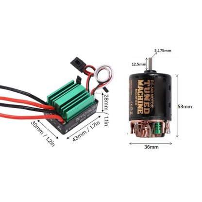 13T Brushed Motor ESC Combo, 540 Brushed Motor with 65A Brushed ESC Electric Motor for RC Truck Crawler Car 90046, D90, HSP, HPI Brushed RC Motor Shaft Motor RC Car Truck Update Parts