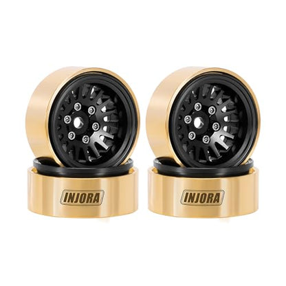 INJORA 1.0 Plus Brass -3.75mm Offset Wheels for 1/24 1/18 RC Crawler(Black) - color: Black