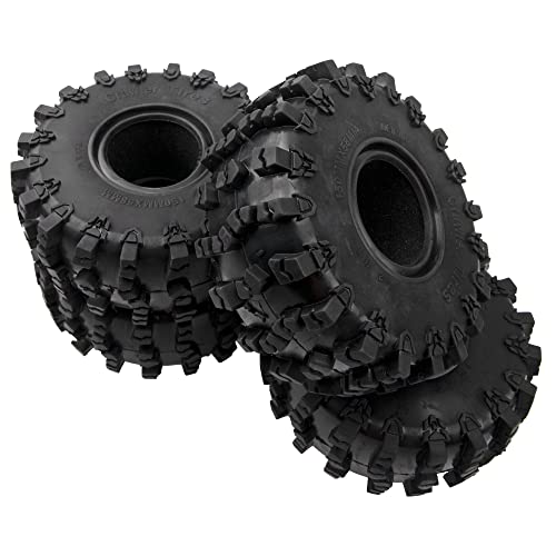 4Pcs ShareGoo Rubber 2.2" Crawler Mud Terrain Tires Super Grip Soft Tyre OD 148mm Compatible with Axial SCX10 90047 D90 TF2 Tamiya CC01 Traxxas TRX4 1/10 RC Rock Crawler Rims Beadlock