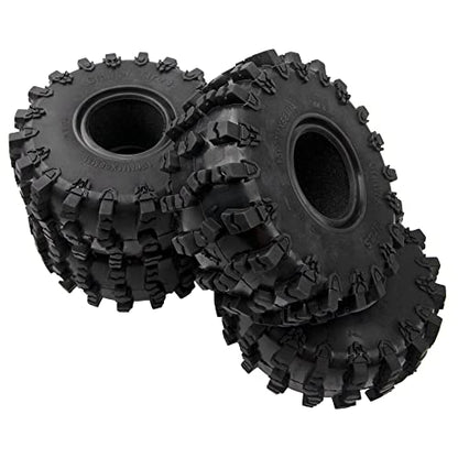 4Pcs ShareGoo Rubber 2.2" Crawler Mud Terrain Tires Super Grip Soft Tyre OD 148mm Compatible with Axial SCX10 90047 D90 TF2 Tamiya CC01 Traxxas TRX4 1/10 RC Rock Crawler Rims Beadlock