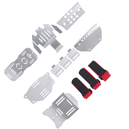 Stainless Steel RC Chassis Protector Plate Heavy Duty Underbody Guard Skid Plate for TRX6 G63 6X6 1 10 Scale Model Car Accessories Silver 8 Piece Set