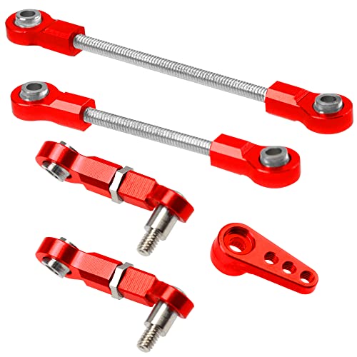 ShareGoo Steering Link Rod Pull Rods Servo Links Linkage 28T Servo Arm Compatible with Wltoys K969 K979 K989 K999 P929 P939 1/28 RC Car (Red) - color: Red