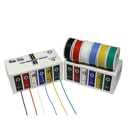 22 Gauge Flexible Silicone Wire Hook up (Stranded Wire Kit) Electric Wire 6 Colors 19.6 feet Each 22 AWG - size: 22AWG