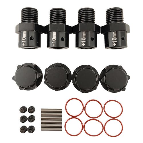 10mm Extended Wheel Hex Hub Set for ARRMA Kraton Mojave Infraction 6S (Black) | Aluminum,1/8,1/7,Outcast,Big Rock,Felony,Limitless,Upgrade Parts,CNC Machined,High Strength - color: Black