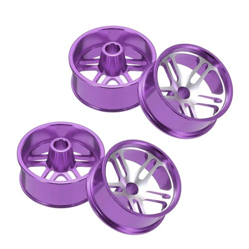 MECCANIXITY 4Pcs RC Car Wheel Rims, 23.5mm Dia 5-Spoke Purple Aluminum Alloy Wheel Rims Hex Hub for HSP RC Drift Racing Touring Car - color: Purple, size: 23.5mm Dia