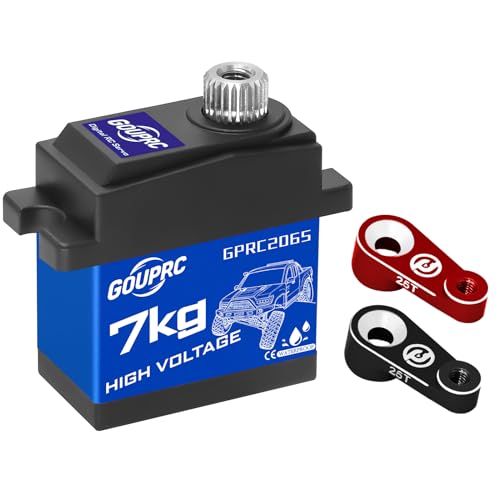 GOUPRC 7KG GPRC2065 Waterproof RC Servo for TRX4M 1/18 RC Crawler Car Upgrade, Micro Digital Servo with Metal Gears & Medium Aluminum Case and 25T Servo Horns Arms