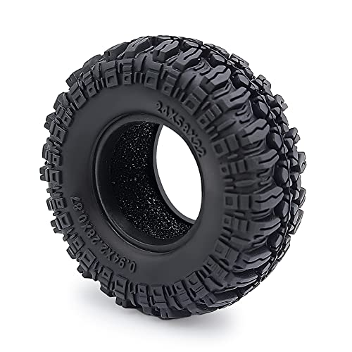 RCHUBAM 4PCS 1.0" Crawler Tires Micro Rubber Tires for 1/18 TRX4M Axial 1/24 SCX24 Deadbolt RC Crawler Car (A-58mm) - color: A-58mm