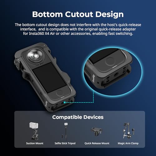 SmallRig Cage for Insta360 X4 Air, Plastic Protective Case for Insta360 X4 Air, Built-in Cold Shoe Mounts & 1/4" Locating Hole, with Silicone Lens Cover - 5940 - style: for Insta360 X4 Air（Lite)