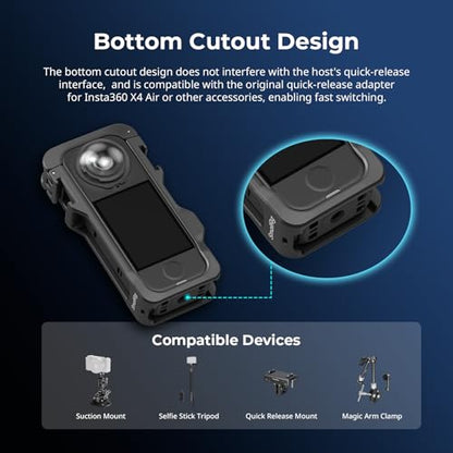 SmallRig Cage for Insta360 X4 Air, Plastic Protective Case for Insta360 X4 Air, Built-in Cold Shoe Mounts & 1/4" Locating Hole, with Silicone Lens Cover - 5940 - style: for Insta360 X4 Air（Lite)