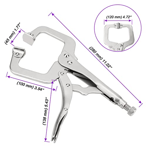 JOIKIT 6PCS 11 Inch C-Clamp Locking Pliers, Welding Pliers, Vise Grip C-Clamp with Swivel Pads for Carpentry, Welding, Electrical Equipment - size: 11 Inch 6 PCS