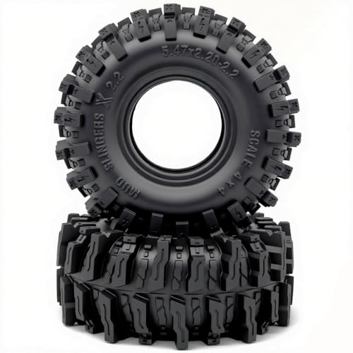 5.47'' Tall 2.2 Tires Mud Slingers X T8 4-Pack Fits SCX10 Wraith | 2.2'' Crawler Tyres, For 1/10 Crawlers off-road rock crawling RC vehicles Upgrades - style: T8 ( Soft )