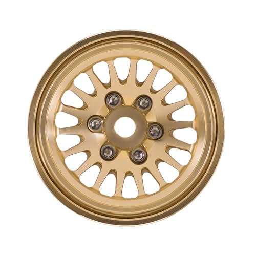 INJORA 1.0 Plus Brass Beadlock Wheel Rim for 1/24 1/18 RC Crawler TRX4M Ascent18 SCX24 FCX24 Upgrade(Brass) - color: Brass