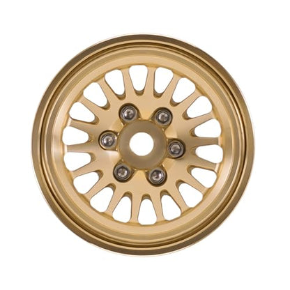 INJORA 1.0 Plus Brass Beadlock Wheel Rim for 1/24 1/18 RC Crawler TRX4M Ascent18 SCX24 FCX24 Upgrade(Brass) - color: Brass