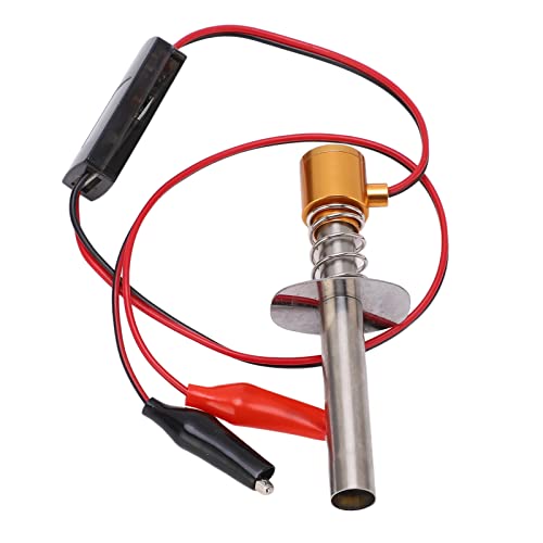 6-12V RC Car Igniter Kit with N4 Hot Glow Plug Gasket, RC Glow Plug Igniter for Methanol Engine, Electronic Glow Plug Starter for Aircraft Car Model, Compatible with HSP and Othe (Golden) - color: Golden