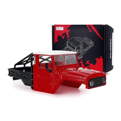 INJORA IR40-24 Half Truck Hard Body with Cage for 1/24 SCX24 Upgrade(Red)