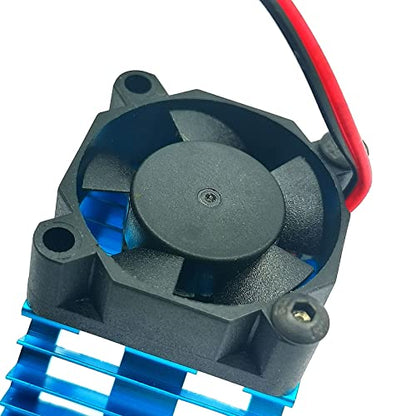 FainWan Alloy Heat Sink Heatsink with 5V Cooling Fan for 1/10 Car 540 550 3650 Size Brushless Engine Motor Remote Control Car Truck Buggy Crawler Blue