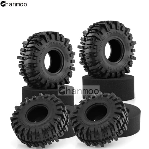 1.9 Crawler Tires 118mm 1/10 RC Rubber Mud Slingers Grappler Wheels Tyres For 1:10 Scale Rock Crawler Car Traxxas TRX4 RC4WD D90 Axial SCX10 II TF2 Gen8 Tamiya CC01 1.9" Beadlock Rims 4PCS