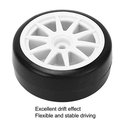 RC Drift Tires 4Pcs | 12mm Hex Hard Rubber & Plastic Wheels for Tamiya TT01 1/10 RC Car | High Grip Performance/Stable Driving/Drift Racing Accessories