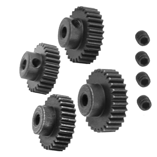 Steel 48 Pitch Pinion Gear Set 3.175mm Shaft 27T 28T 29T 30T Motor Gears Compatible with Tamiya Kyosho RedCat Losi Axial Traxxas 1/10 RC Car