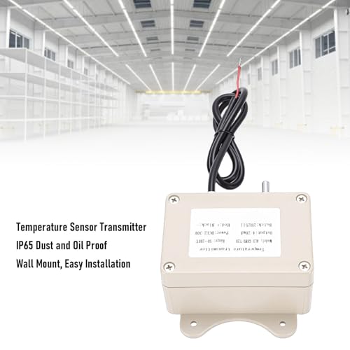 Temperature Sensor Wall Mount Temperature Transmitter Thermal Probe 4-20mA -50 to 200 IP65 ABS Anti Interference with Cable for Industrial Agricultural Greenho