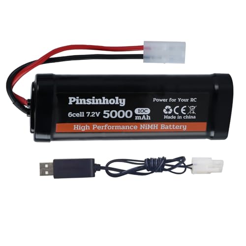 7.2V 5000mAh NiMH Rechargeable Battery with Tamiya Connector for RC Car RC Truck Compatibility with Associated Tamiya HPI Losi Kyosho Hobby Models