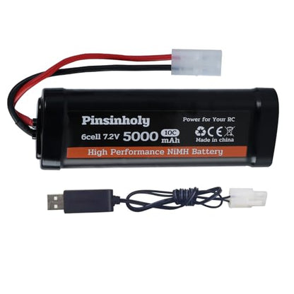 7.2V 5000mAh NiMH Rechargeable Battery with Tamiya Connector for RC Car RC Truck Compatibility with Associated Tamiya HPI Losi Kyosho Hobby Models