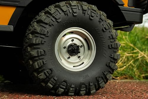 1.9" Aluminum Beadlock 4-Slot Road Wheels with Brass Weights for 1/10 RC Crawler Upgrade, Compatible with FMS FCX10, SCX10,TRX4,TRX6(2pcs) Silver - color: Silver