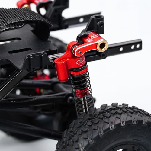 SCX24 Shock Flex Blades With 47MM Oil Filled Shocks Absorber | CNC Aluminum Damper Mount for Axial SCX24 Upgrade Parts 1/24 RC Crawler - color: Red