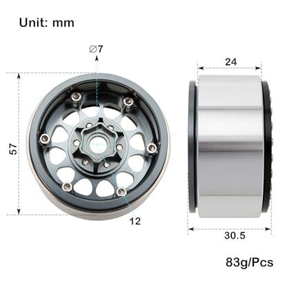 MEUS RACING 1.9 Beadlock Wheels Rims Deep-Dish Wheel for Axial SCX10 Traxxas TRX4 Vanquish VS4-10 Redcat Gen8 1/10 RC Crawler Upgrades (Style A, Titanium) - color: Style A, Titanium