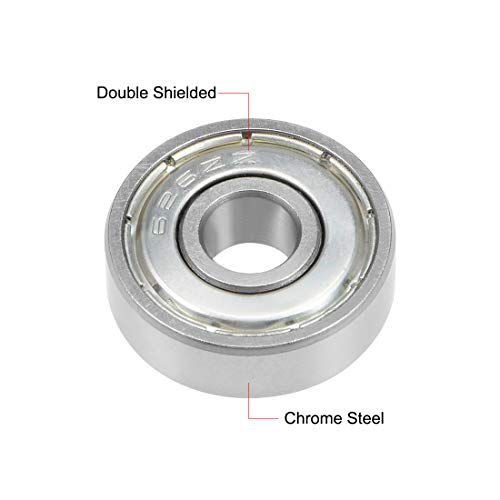 uxcell 626ZZ Deep Groove Ball Bearing 6x19x6mm Double Shielded Chrome Steel Bearings 5-Pack - size: 6mmx19mmx6mm