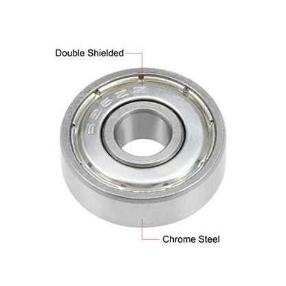 uxcell 626ZZ Deep Groove Ball Bearing 6x19x6mm Double Shielded Chrome Steel Bearings 5-Pack - size: 6mmx19mmx6mm