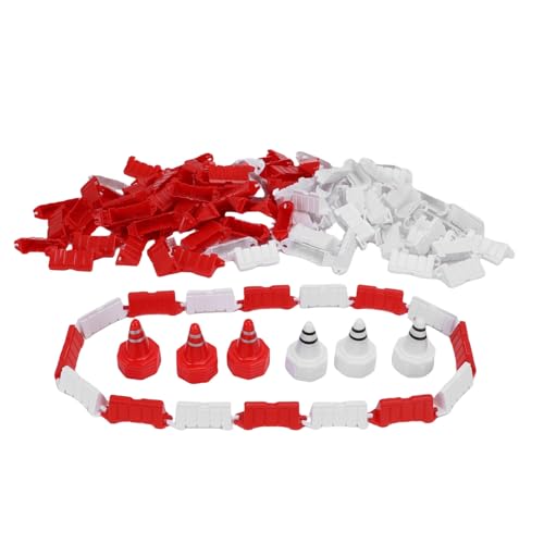 120PCS RC Track Fence Panels with 30PCS Road Cones, Red White ABS Drift Racing Barriers for 1/10 1/14 1/16 1/18 1/24 1/28 Scale RC Cars