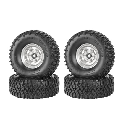 4PCS 1.55 Inch Aluminum Alloy Beadlock Wheel Rim Tyre and 95mm Rubber Tires Set for 1/10 RC Rock Crawler Car Upgrade Parts for Tamiya Axial AX90069 D90 TF2 CC01 LC70(6Spoke-Silver) - color: 6spoke-silver