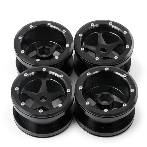 MOHERO 2.2” Alloy Beadlock Wheels Rims 40mm for 1/10 Axial Wraith 90018 90048 90053 RBX10 Gen7 Gen8 TRX6 SCX10-III RC Rock Crawler Upgrade Parts (Black) - color: Black