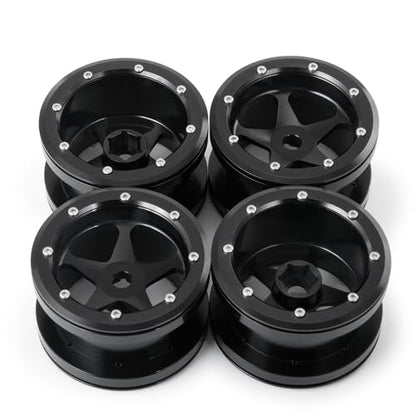 MOHERO 2.2” Alloy Beadlock Wheels Rims 40mm for 1/10 Axial Wraith 90018 90048 90053 RBX10 Gen7 Gen8 TRX6 SCX10-III RC Rock Crawler Upgrade Parts (Black) - color: Black