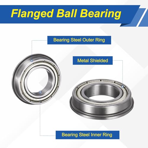 uxcell 5Pcs F6801ZZ Flanged Ball Bearings, 12 x 21 x 5mm Double Shielded Chrome Steel Deep Groove Bearing, ABEC5 - size: F6801ZZ 12 x 21 x 5mm