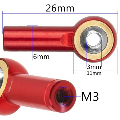 10Pack Vgoohobby Aluminum CW CCW M3 Link Rod Tie Rod End Ball Head Joint Holder 26mm Compatible with Axial Redcat HSP Traxxas HPI 1/10 RC Car Truck DIY Robot Boat Airplane (Red) - color: Red