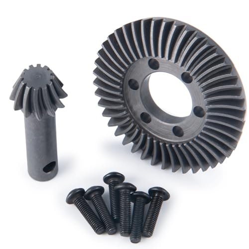 Diff Ring&Pinion Gear 43/12T 1.0M for Axial SCX6 JLU JeepTrail | Honcho AXI05000 AXI05001 1/6 RC Crawler Upgrade Parts Steel Front or Rear Spiral Cut Differential Gears - size: 43T/12/1.0 Mod