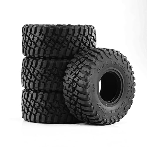 REDSPIDER 1.0 Beadlock Wheels and Tires（4pcs）， 1.0 Crawler Tires for 1：24 1:18 RC Scale Rock Crawler Car SCX24 FMS FCX24 TRX4M Axial AX24 90081 Gladiator Bronco C10 ﻿ (Black) - color: Black