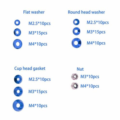 HERCHR Aluminum Alloy Cone Cup Head Screw Gasket Washer Counterbore Washers Gaskets Cup Shim Conical Washer Shim - color: blue