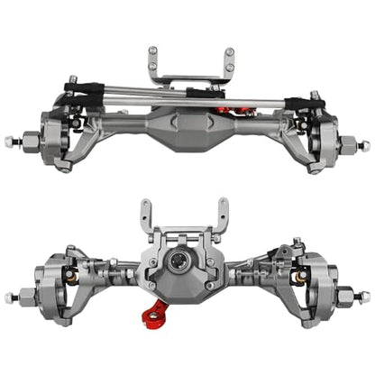 1/10 CNC Machined Integrated Front & Rear Portal Axle for SCX10 II VP Element Enduro 90046 90047 D90 RC4WD RC Crawler Metal Upgrade Part (Gray) - color: Gray